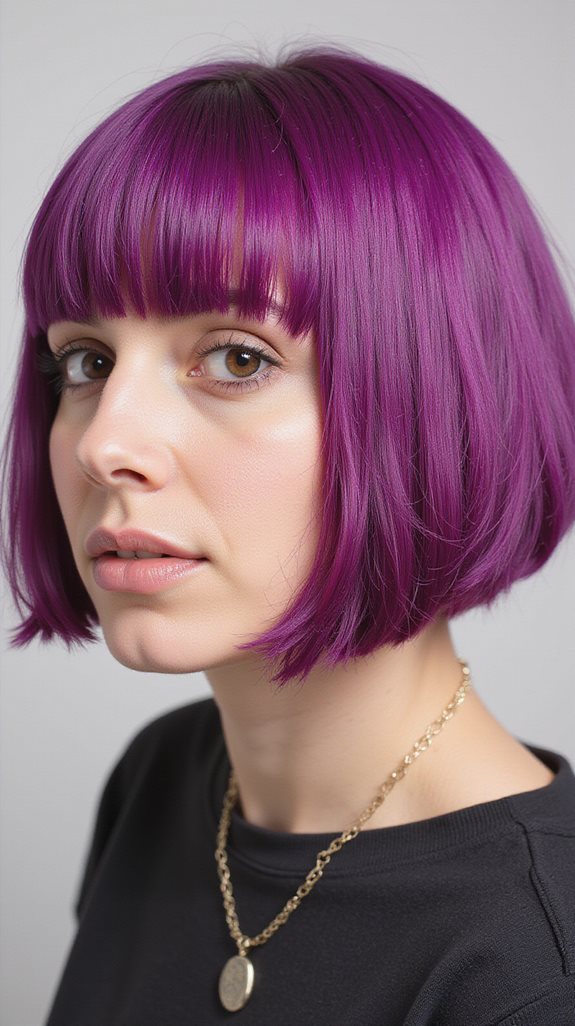vibrant edgy fuchsia bob
