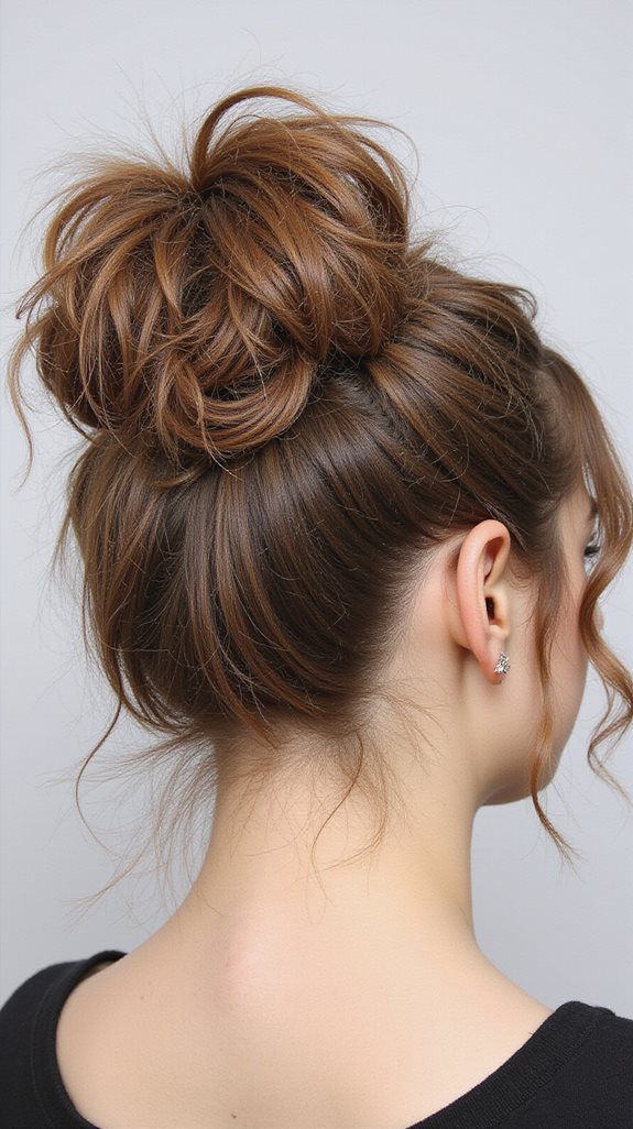 voluminous high bun styling