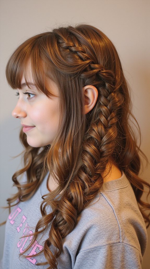 waterfall braid with curls