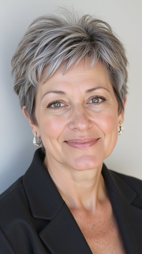 chic salt and pepper pixie