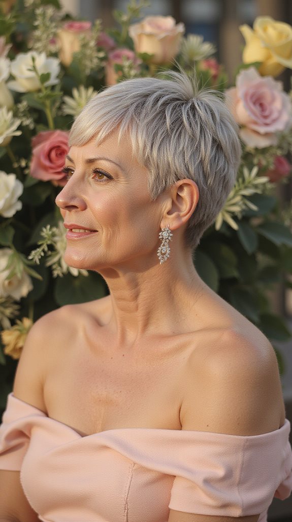 cropped hairstyles enhance neckline elegance