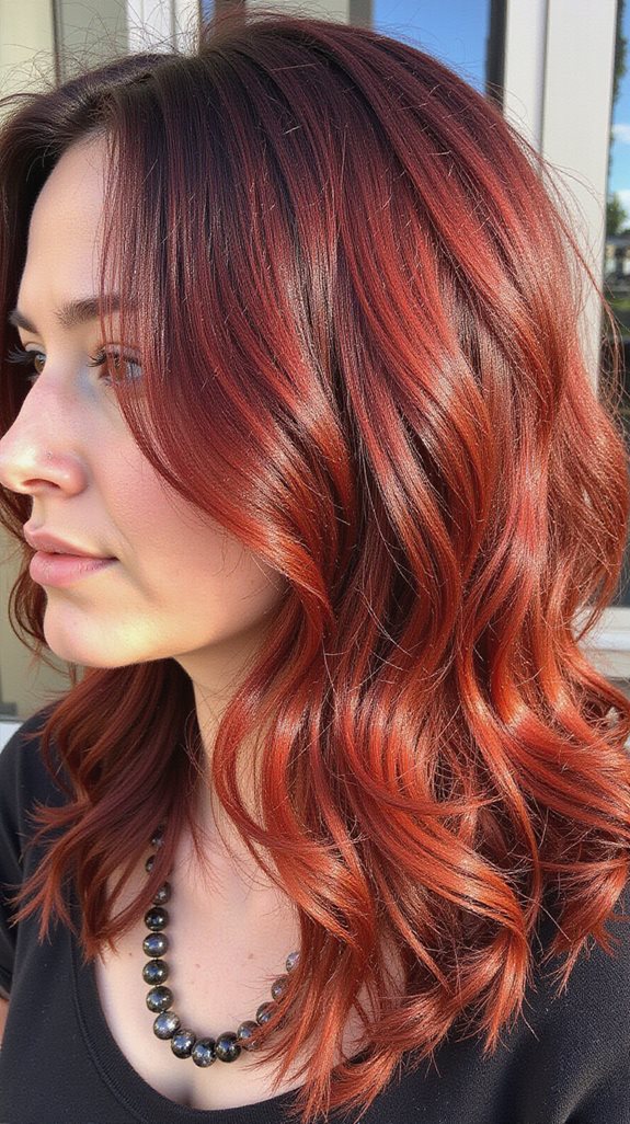 dimensional red balayage technique