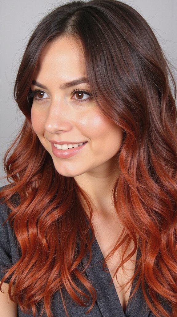 earthy auburn balayage technique
