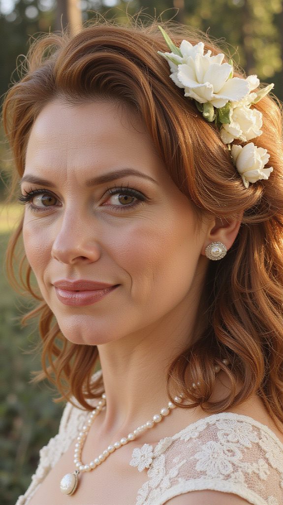 elegant half up floral hairstyles