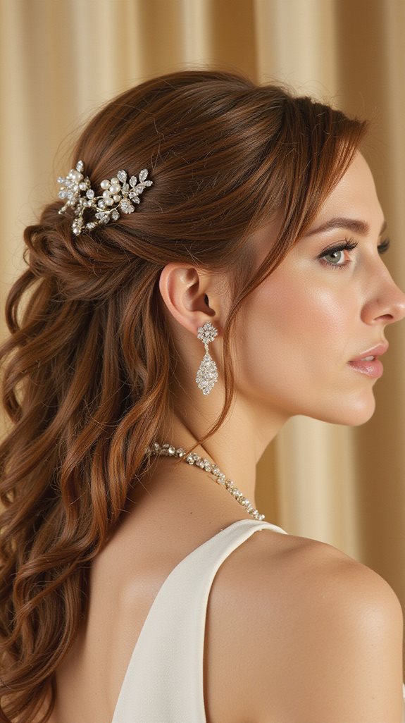 elegant half up hairstyle embellishments