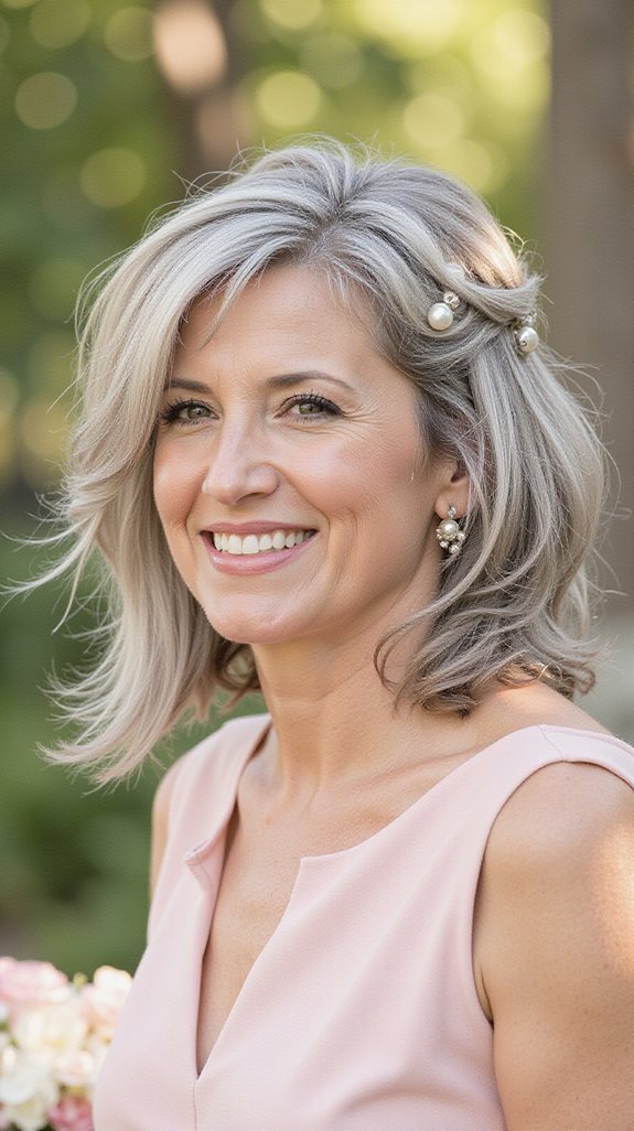 elegant half up short hair