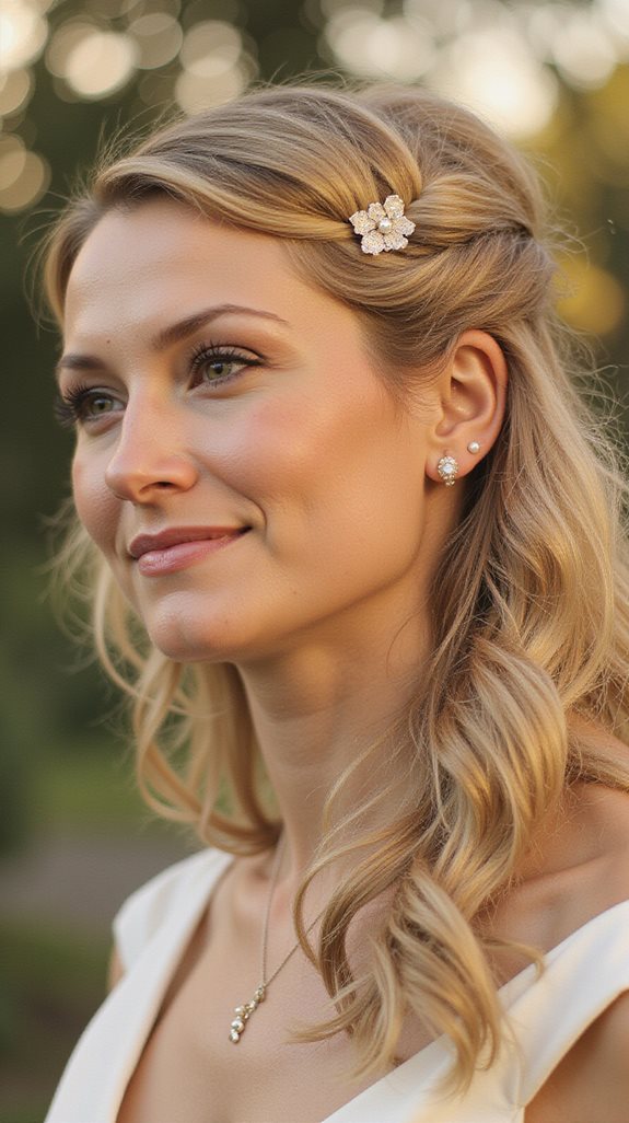 elegant half up waves hairstyle