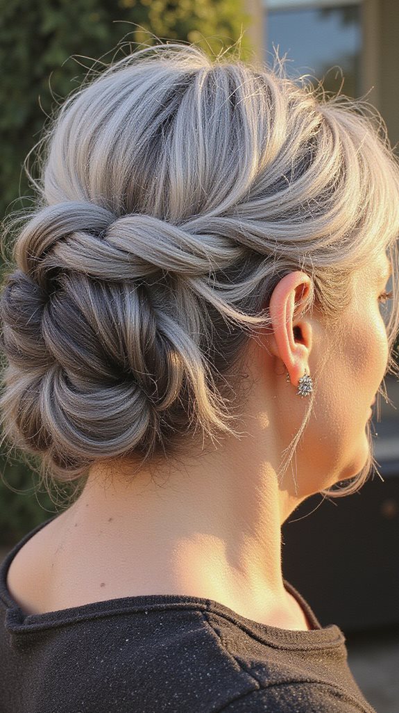 elegant salt and pepper updos