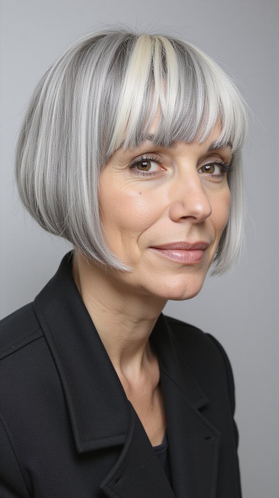 glossy sleek grey bob