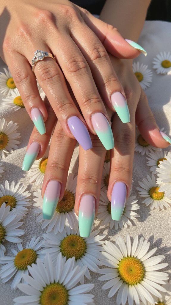 pastel ombre stiletto nails