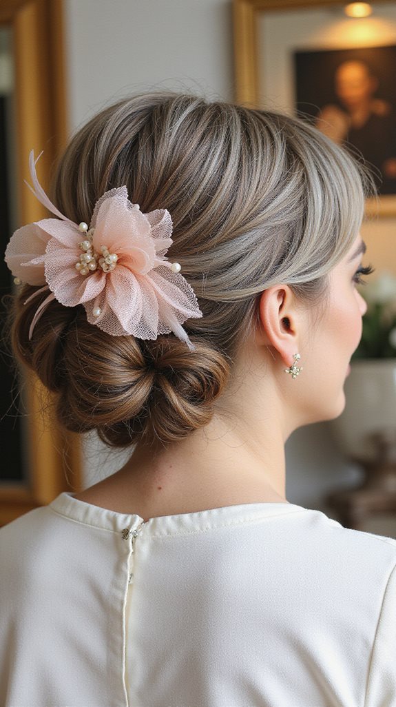 seamless updo fascinator pairing