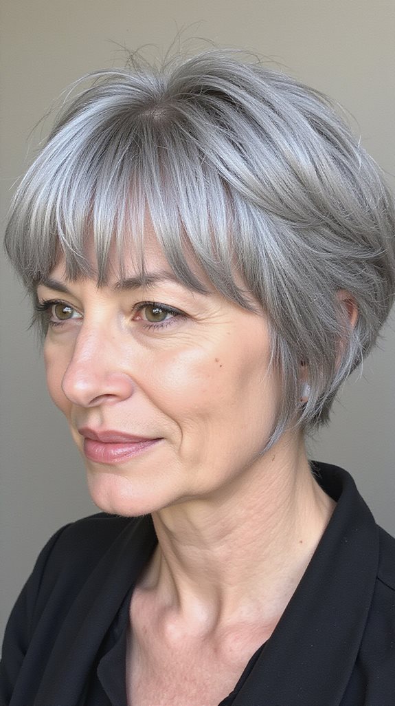sleek grey french bob