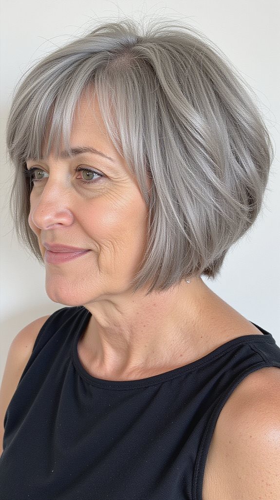 sleek rounded grey bob