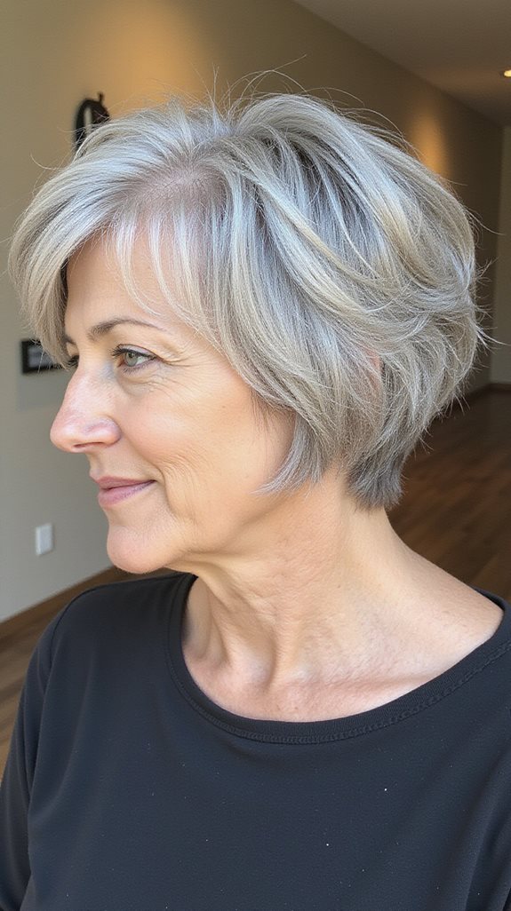 soft layered grey bob