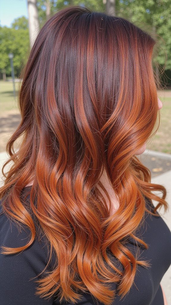 sun kissed auburn balayage technique