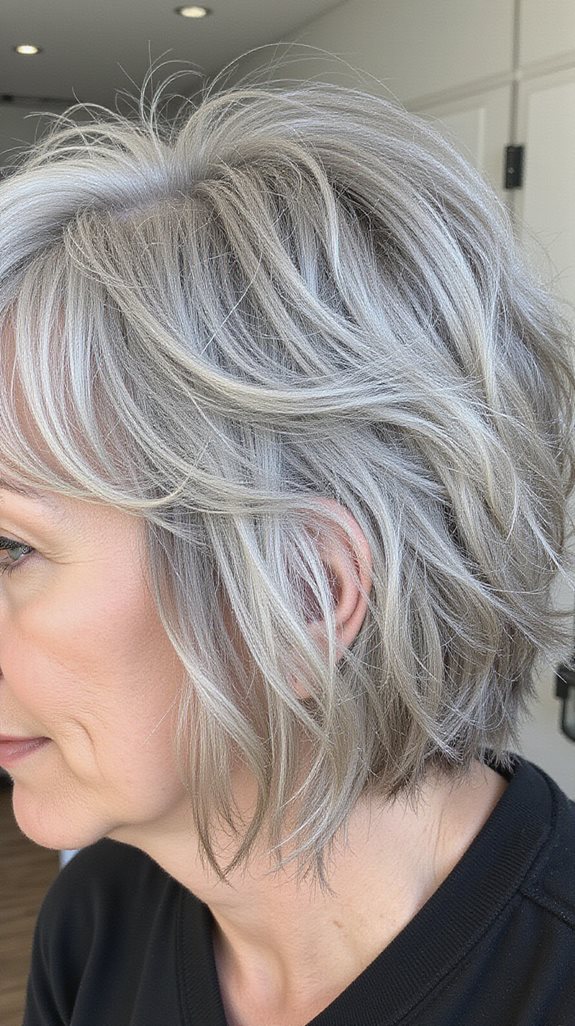 textured choppy grey bob