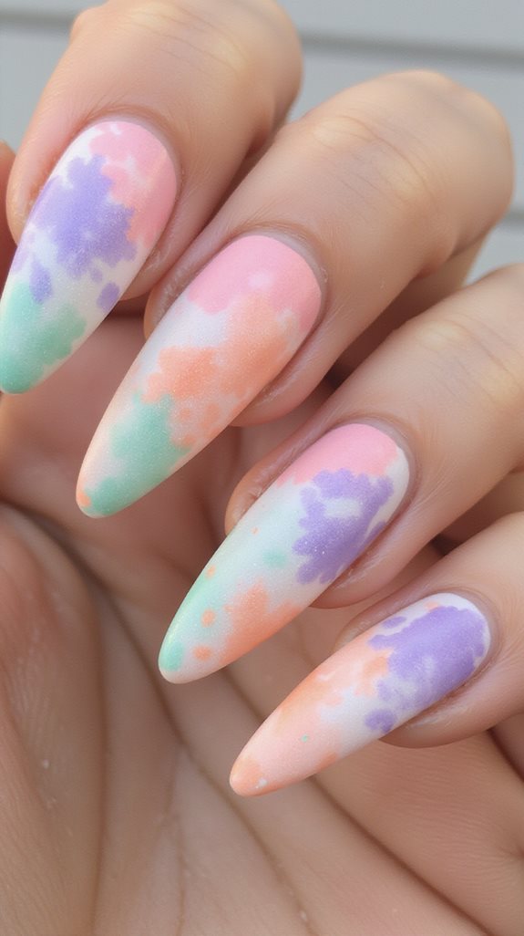 translucent watercolor stiletto nails
