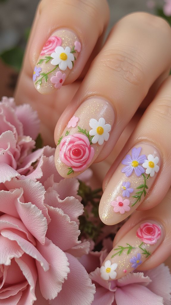 vibrant floral stiletto designs