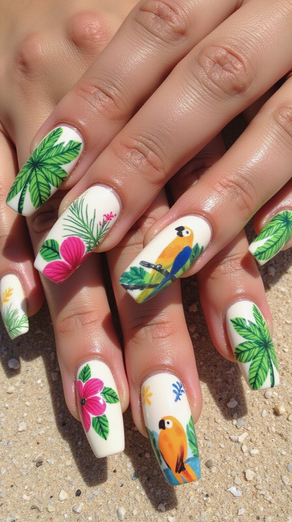 vibrant tropical nail art