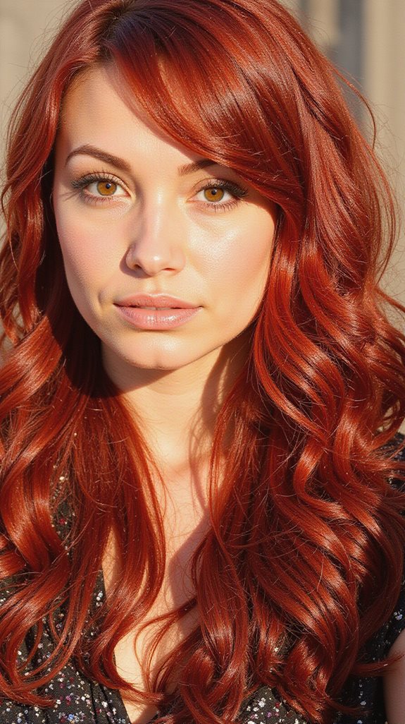 vivid crimson warm auburn