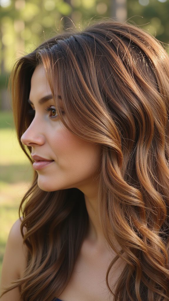 warm caramel brunette highlights