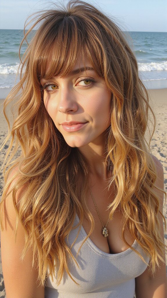 beachy texture with bangs