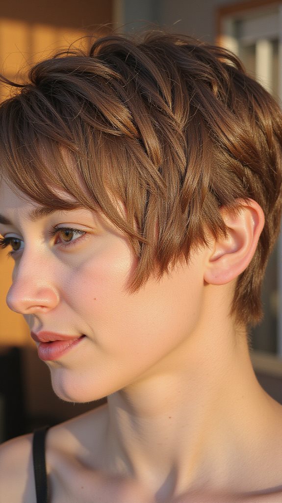 bixie cut side swept bangs