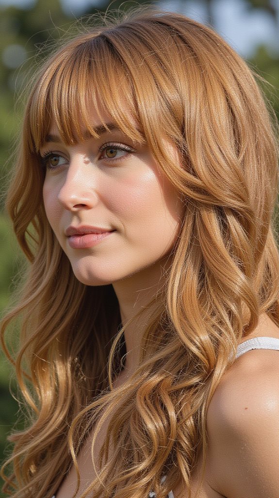 blonde highlights with curtain bangs