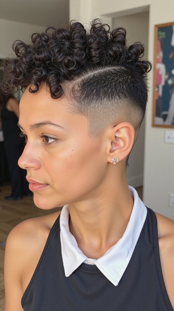 curly bixie with fade