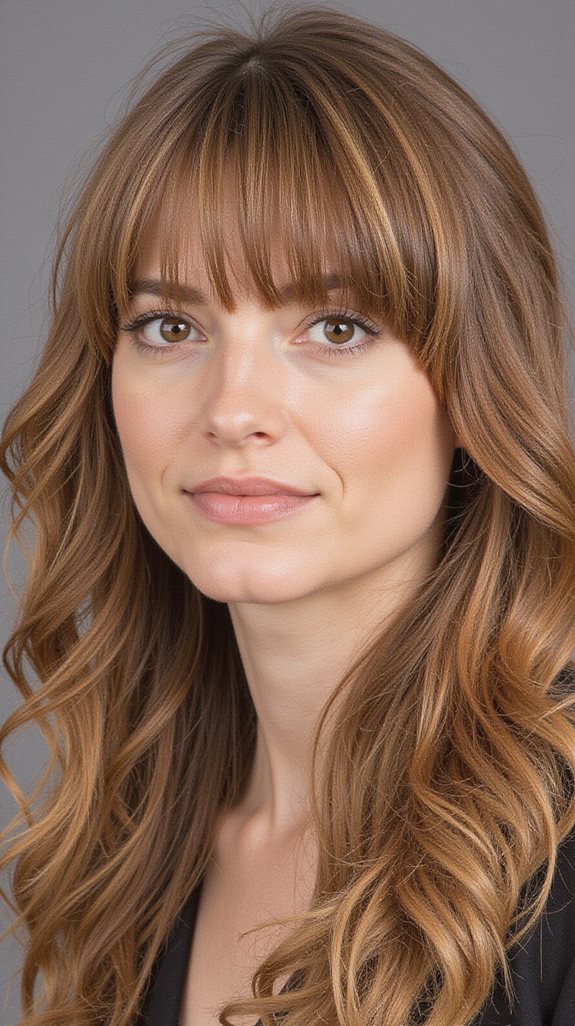 dimensional curtain bangs balayage