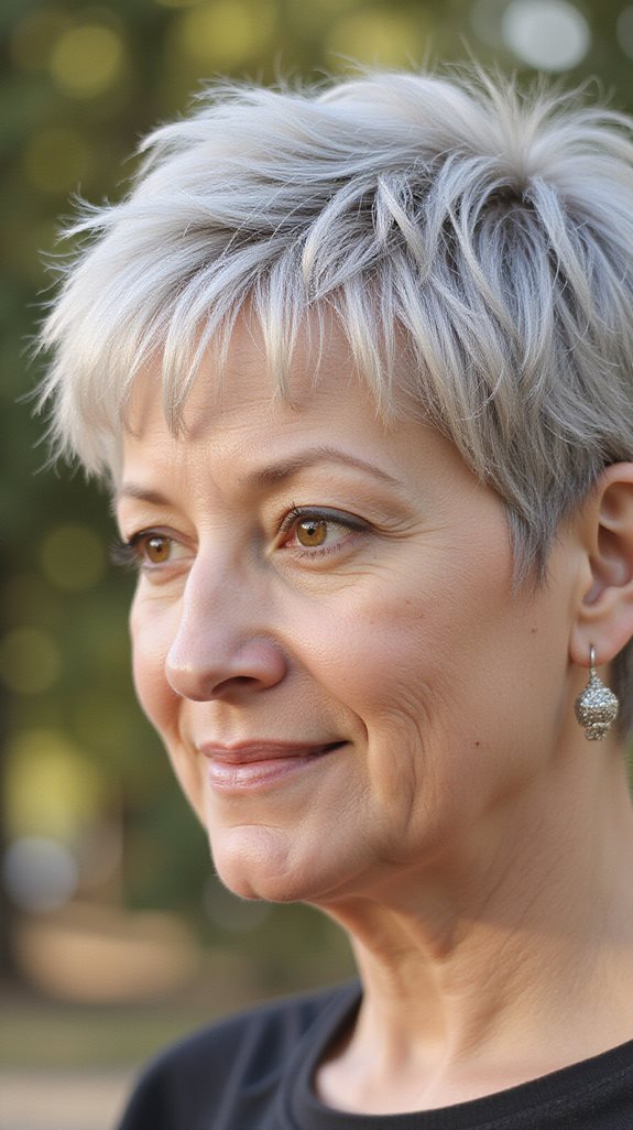 flattering silver pixie cut