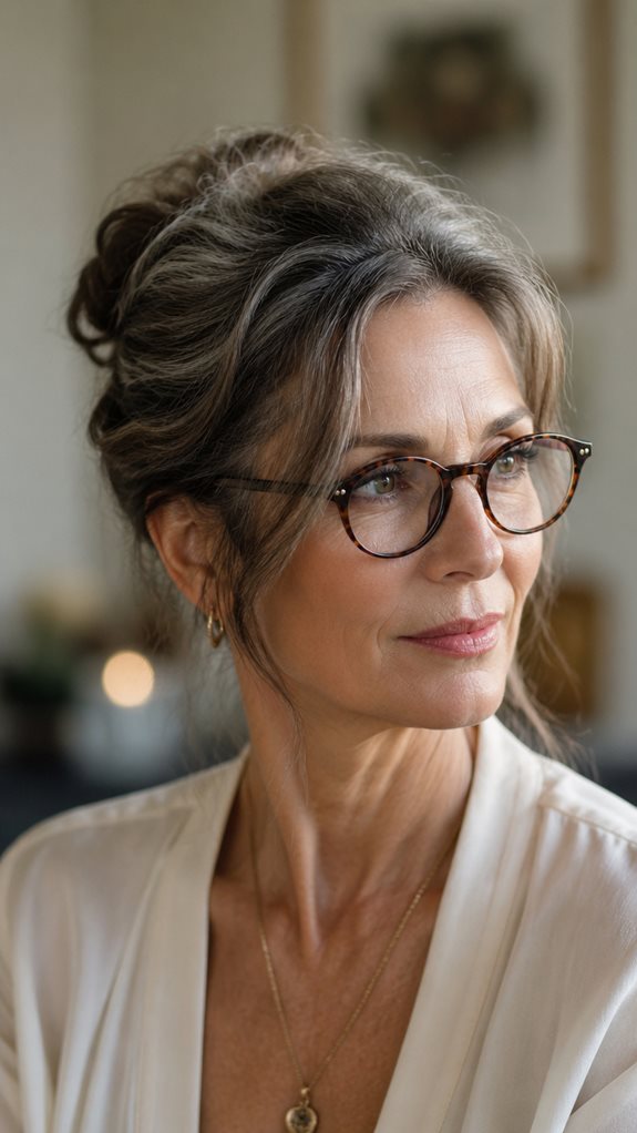 flattering updos for glasses