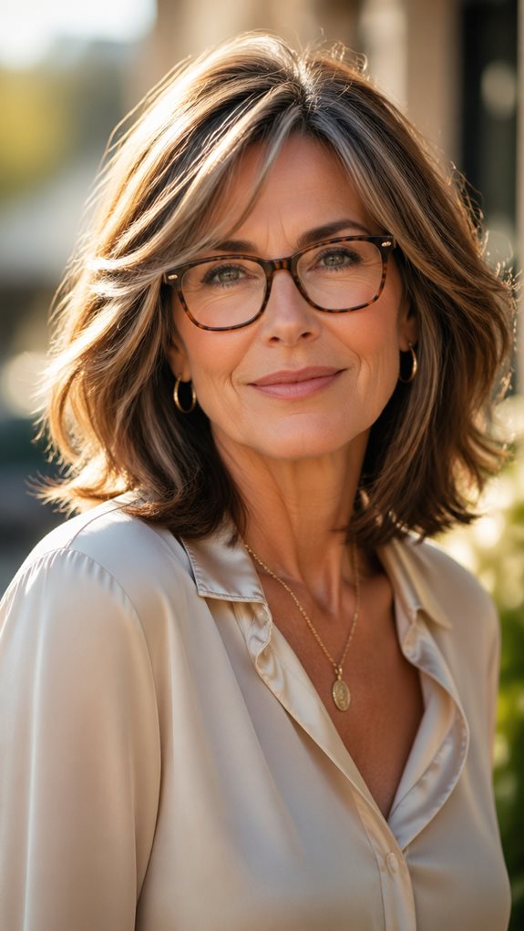 layered lob hairstyles for glasses