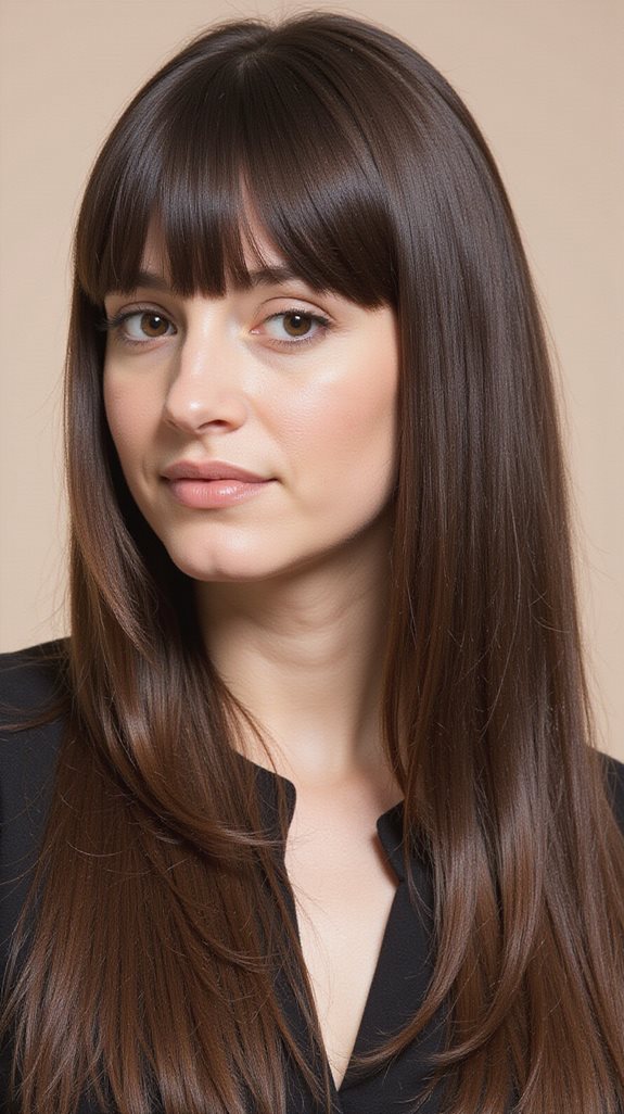 sleek curtain bangs styling