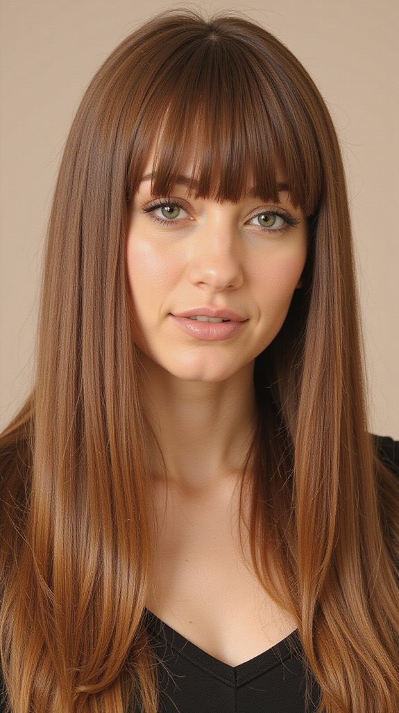 sleek polished curtain bangs