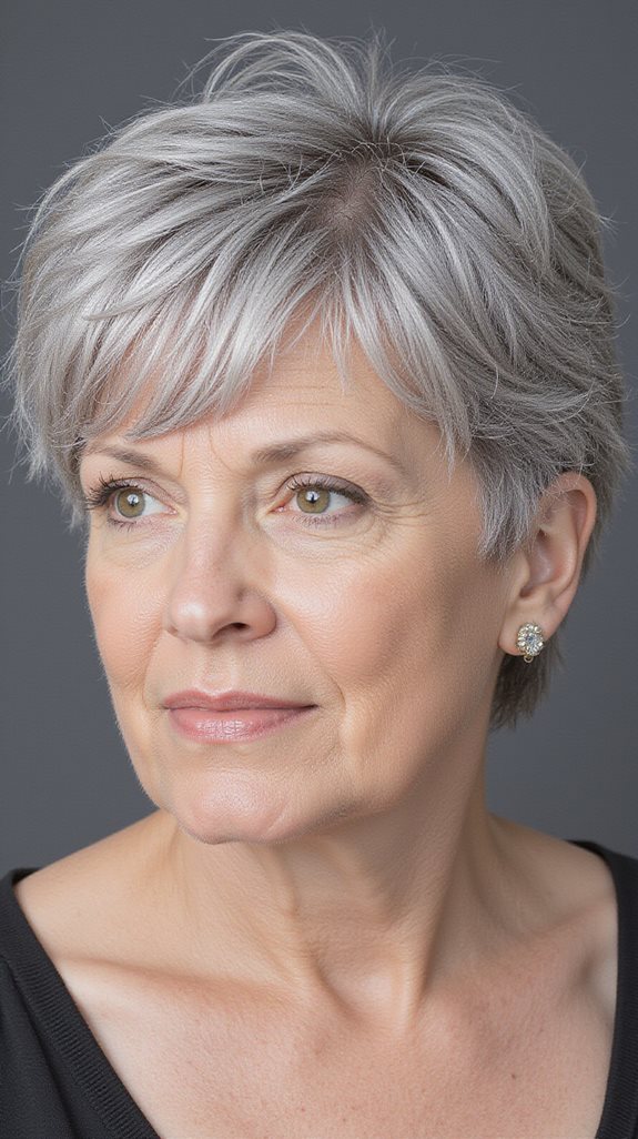 textured pixie with bangs