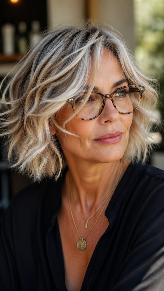 tousled lob for glasses