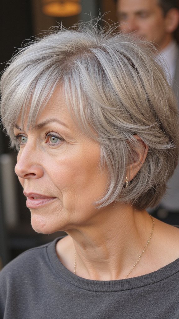 voluminous layered grey hairstyle
