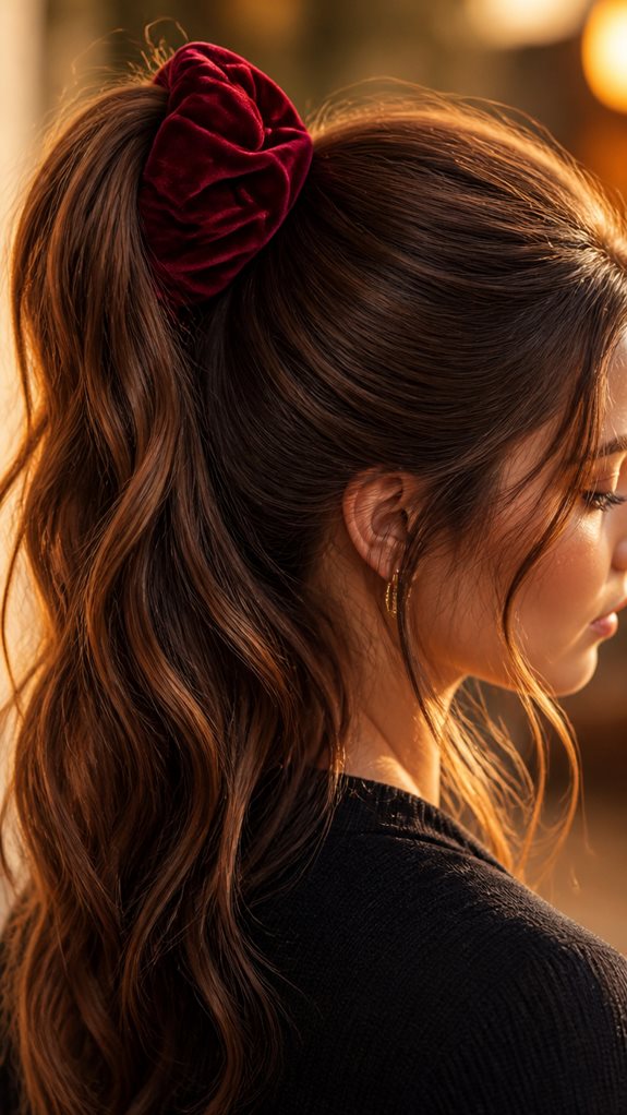 90s scrunchie ponytail style