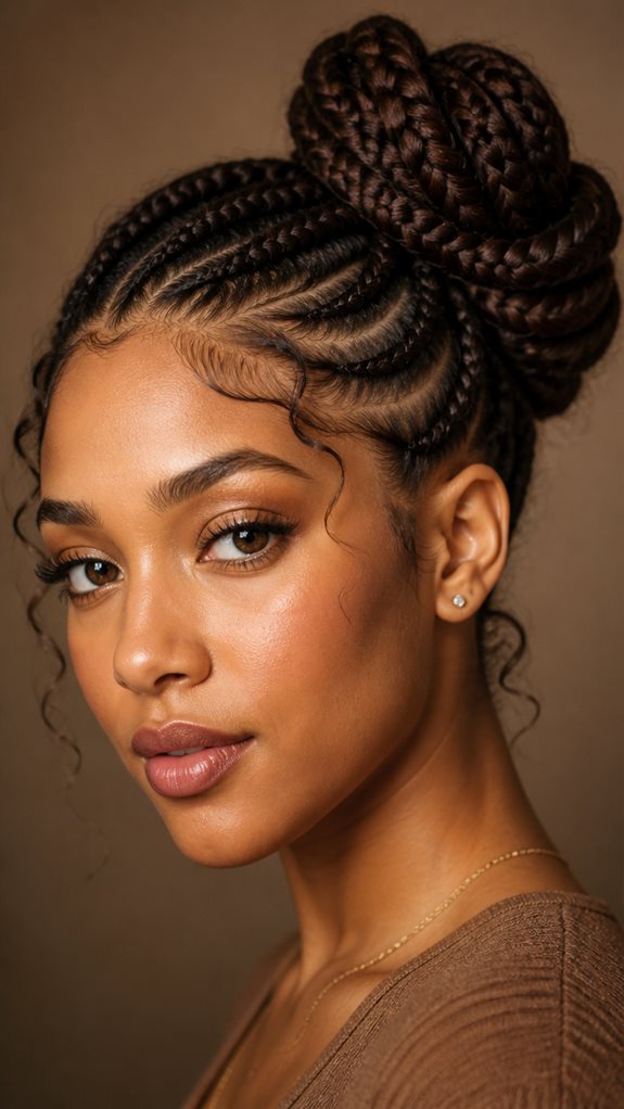 asymmetrical braided high bun