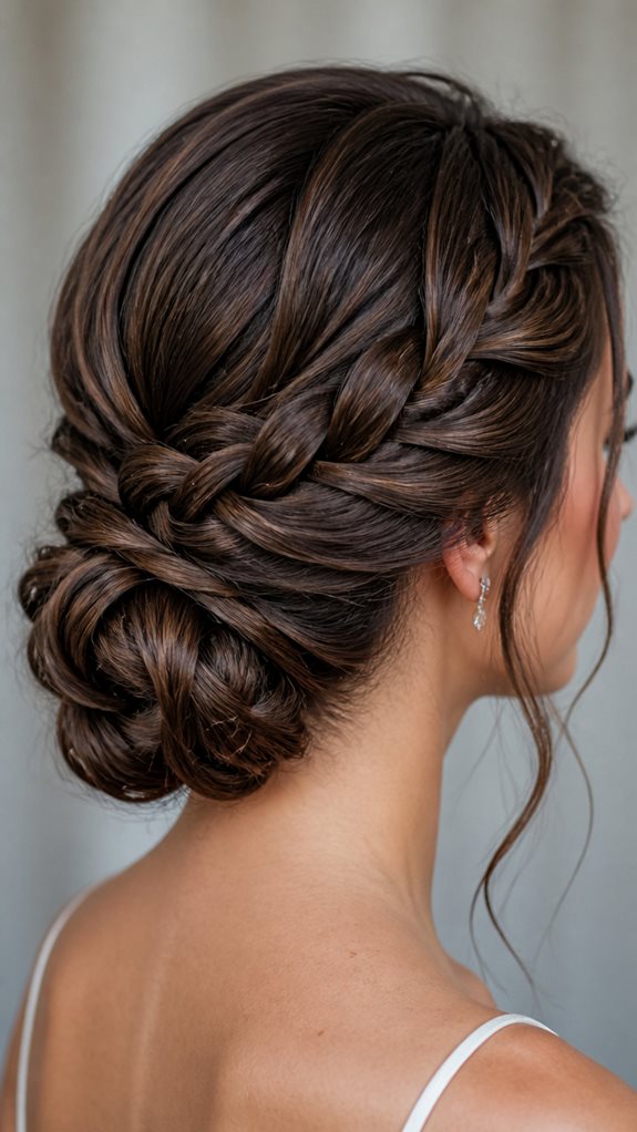 asymmetrical braided low bun