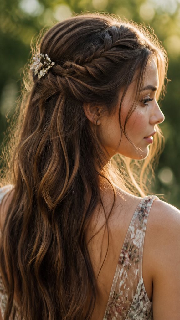 boho braided half up style