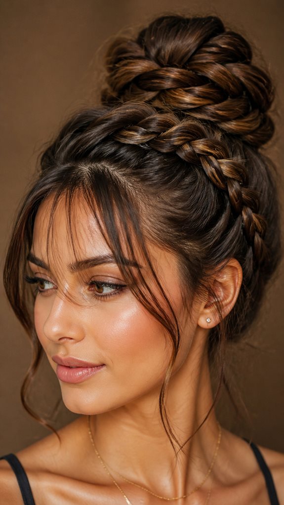 braided bun with bangs