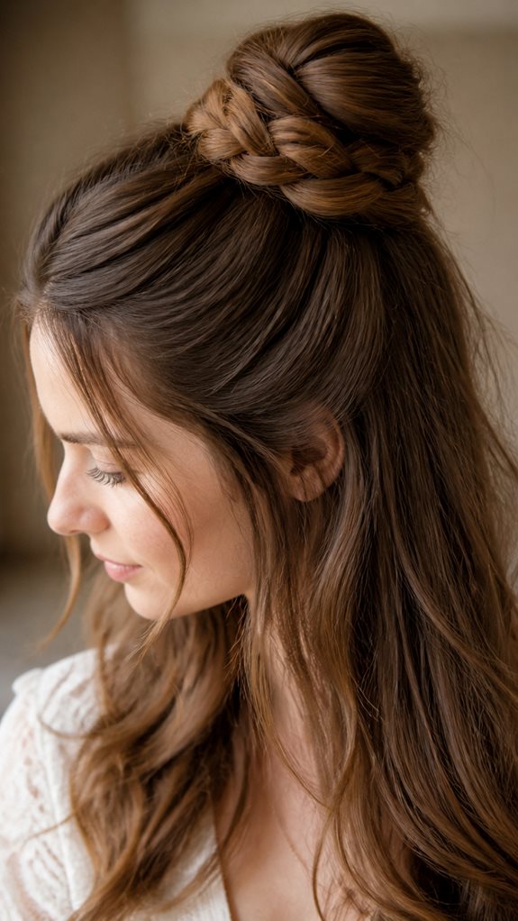 braided bun with loose strands