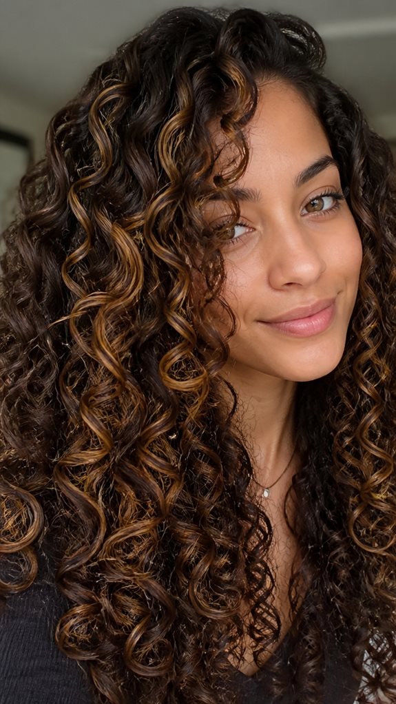 caramel highlights enhance curls