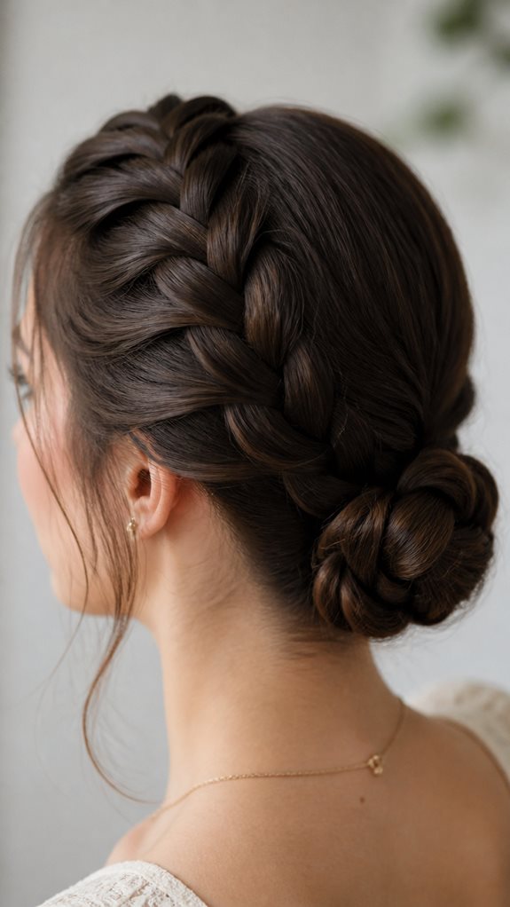 dutch braid low bun