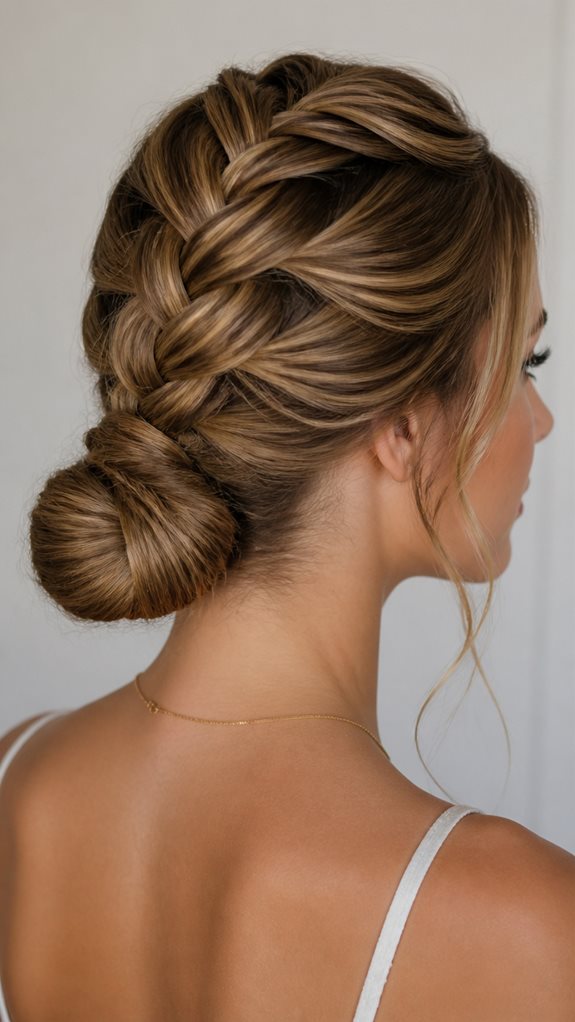 dutch braid low bun