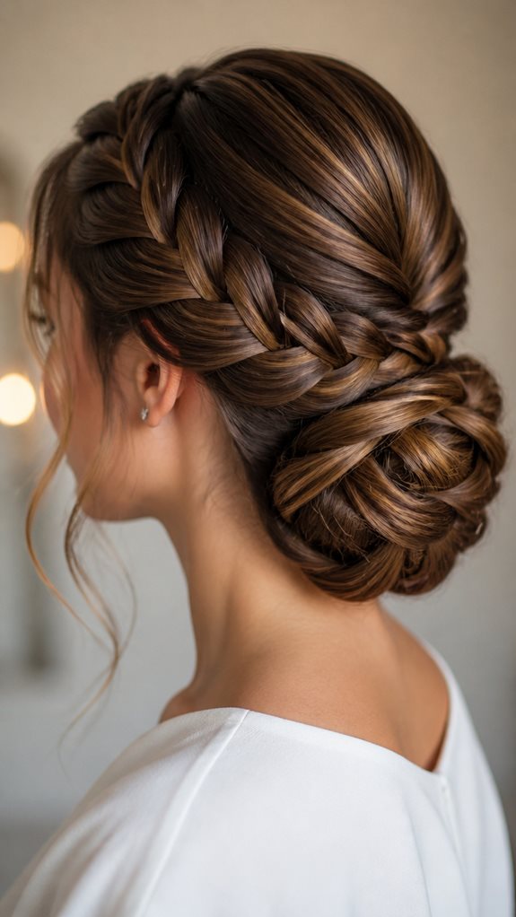 elegant braided low bun