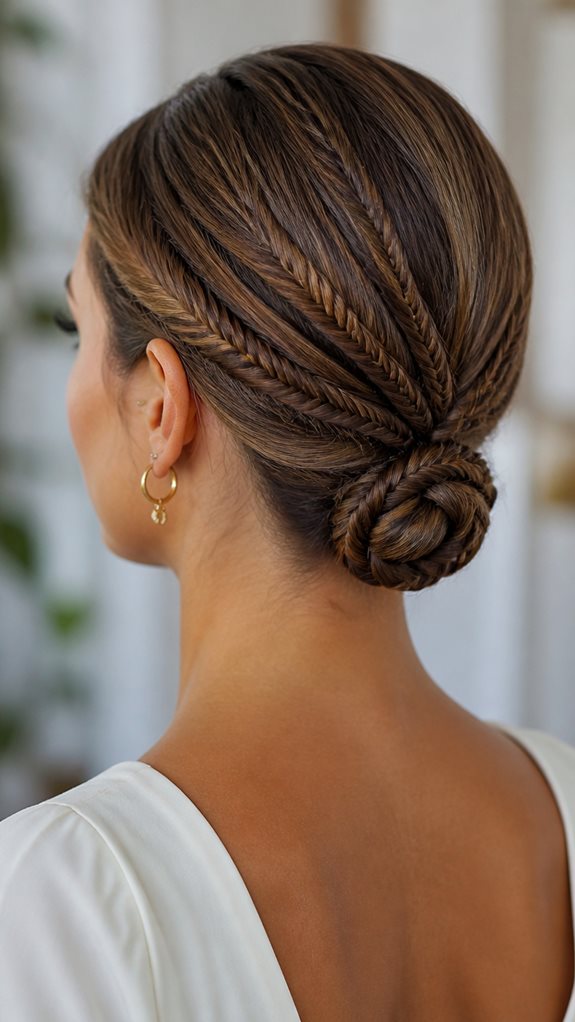 elegant braided low bun
