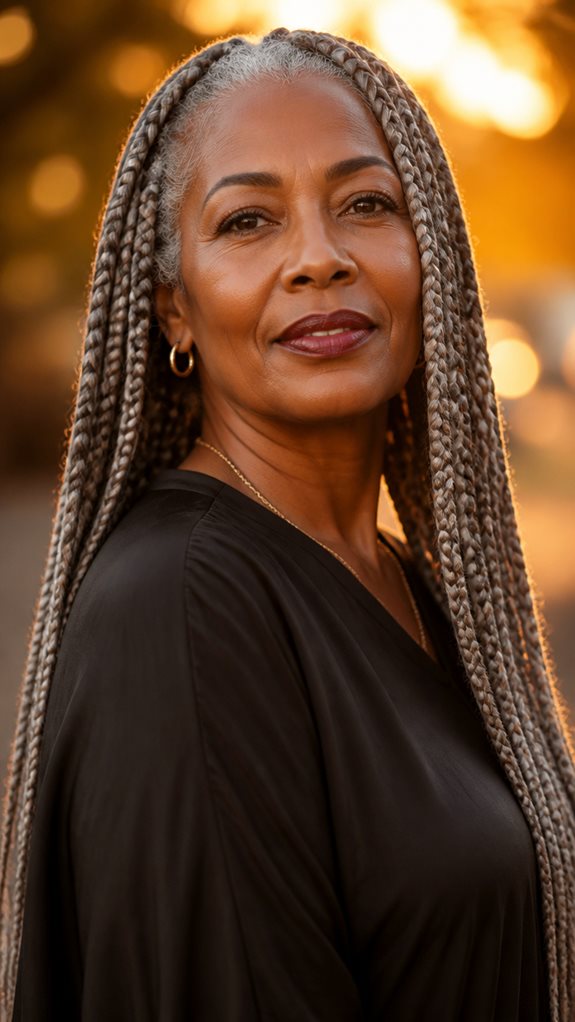 elegant gray box braids